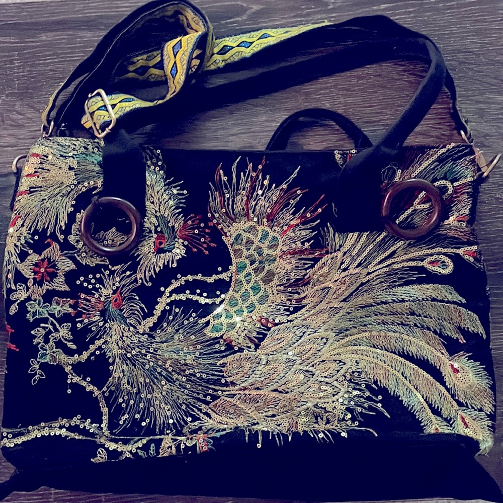 Beautiful peacock embroidered bag